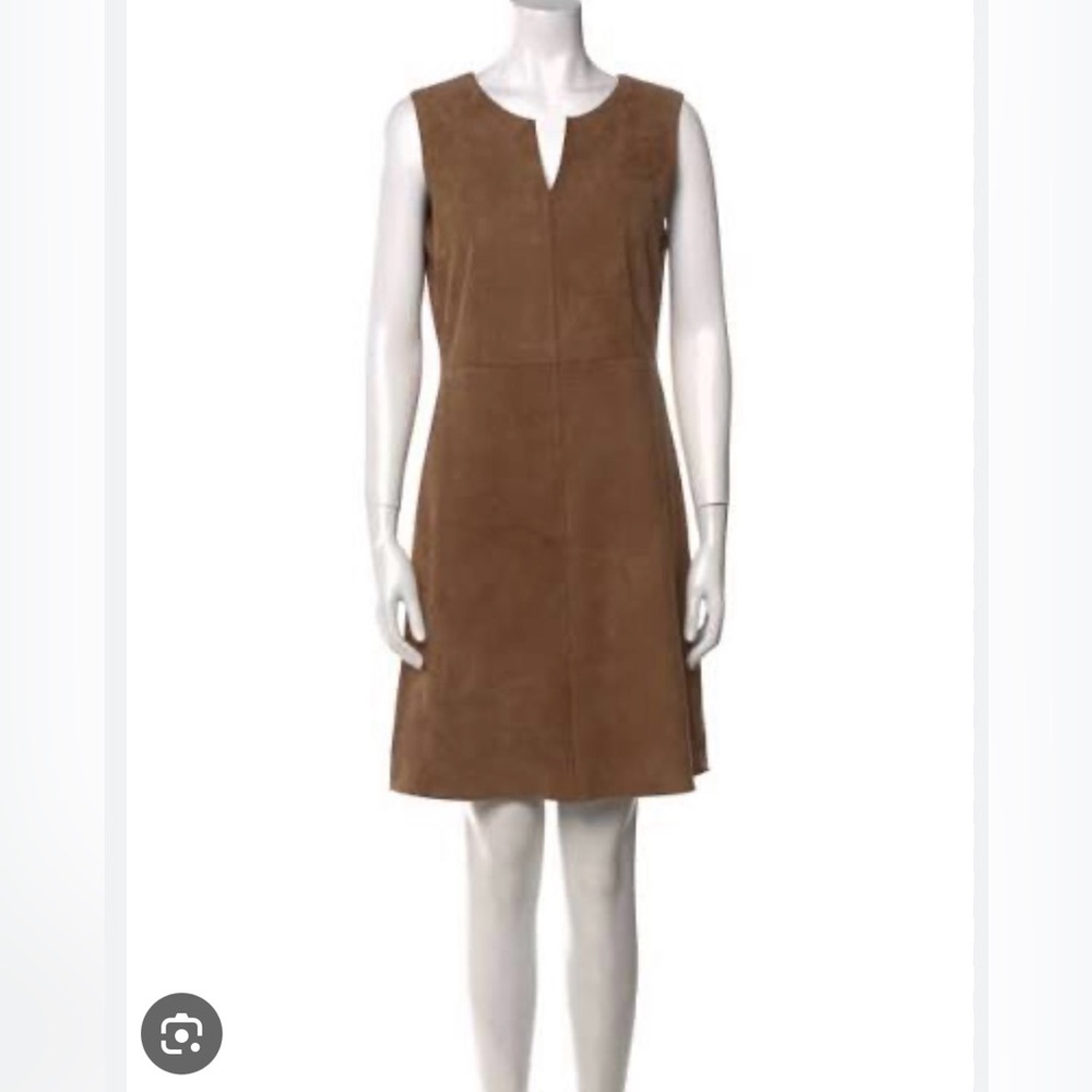 MaxMara Brown Suede Sleeveless A-Line Dress